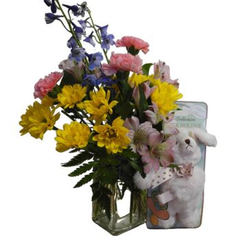 Penny the Pink Puppy and Flowers