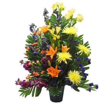 Funeral Flowers Rainbow Basket 