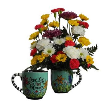 Live Life Glory Haus Mug With Flowers