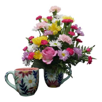 Mint Floral Glory Haus Mug With Flowers
