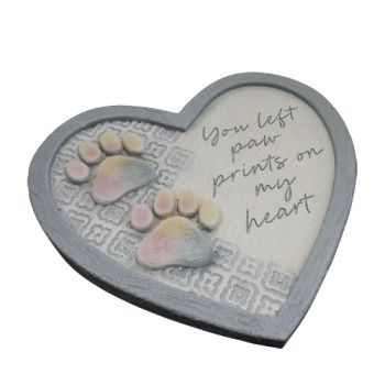 Pastel Paw Print Heart Stone
