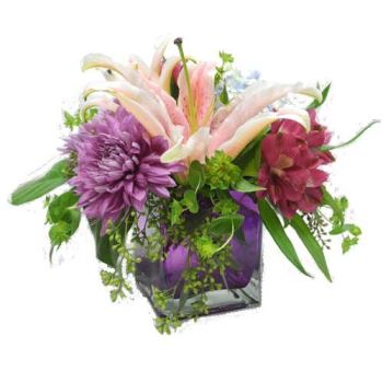 Purple Cube With Flowers For Spring 