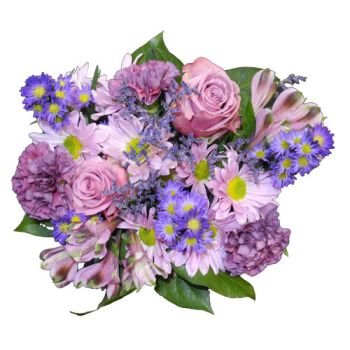 Purple Petals Wrapped Flower Bouquet