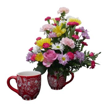 Red And White Floral Glory Haus Mug With Flowers