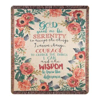 Serenity Prayer Floral Tapestry Throw Blanket