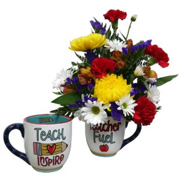 Teachers Fuel Coffee Mug With Flowers