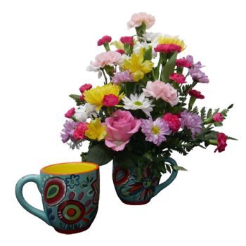 Teal Floral Glory Haus Mug With Flowers