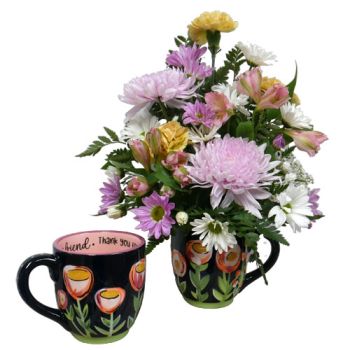 Black Floral Glory Haus Mug With Flowers