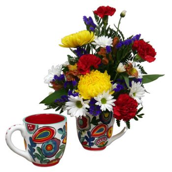 White Abstract Floral Glory Haus Mug With Flowers
