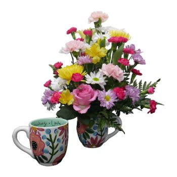 White Pastel Floral Glory Haus Mug With Flowers