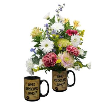 Who Rescued Who Coffee Mug With Flowers